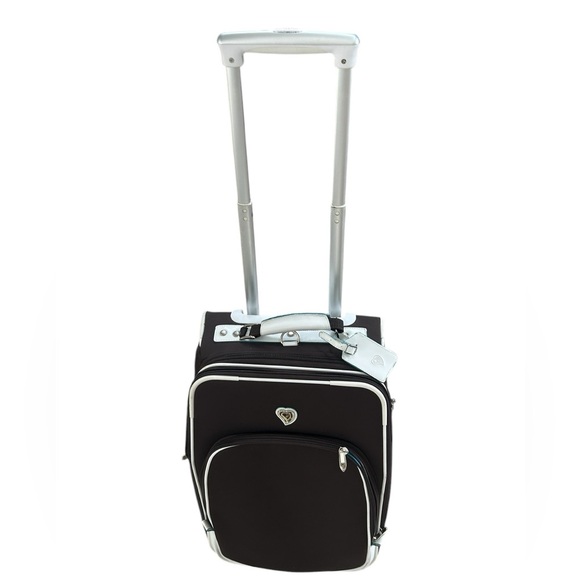 Diane Von Furstenberg brown + white trim rolling travel luggage suitcase 22x13" - Picture 7 of 12